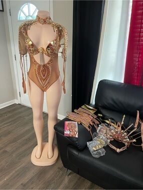 Sequin Performance samba Bodysuit w Decorative Collar carnival cruise costume